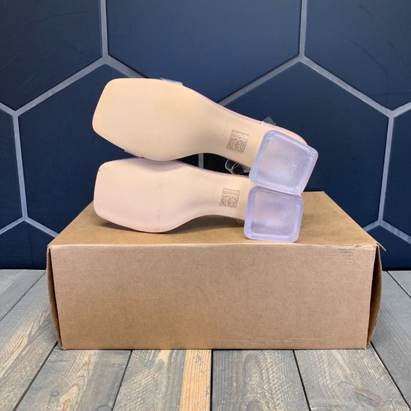 ~New W/O Box! Womens Truffle Collection Pink Clear Block Heel Sandals Size 8 - Picture 5 of 6